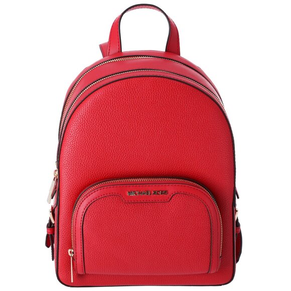 Michael Kors Abbey Jaycee Medium Backpack Bright Red Pebbled Leather - Picture 2 of 6